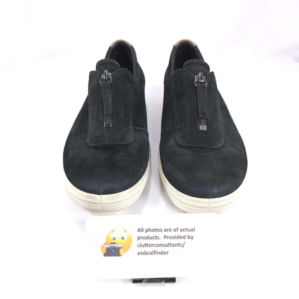 Ecco Casual Top Zip Suede Ankle Boot Womens Size 7 43033312001 Black White